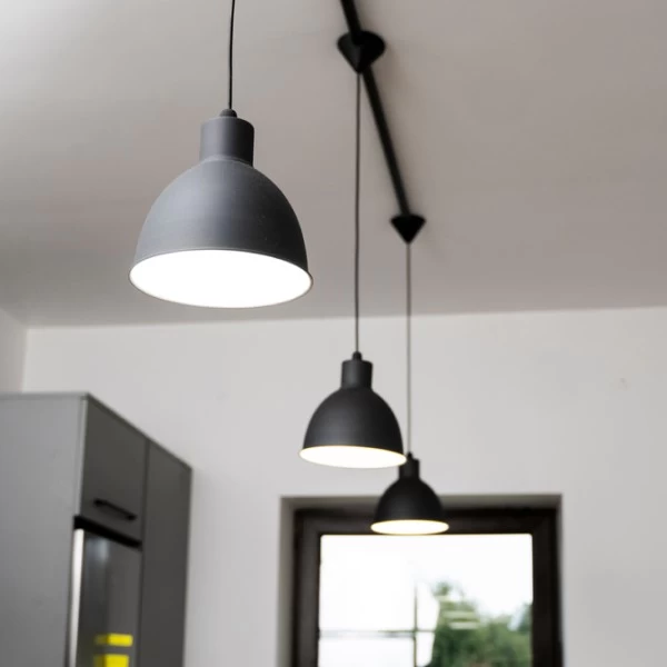 Lamps hanging from the ceiling